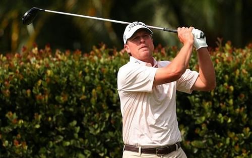 Steve Stricker watches his tee shot during the final round of the WGC-Cadillac Championship on March 10, 2013