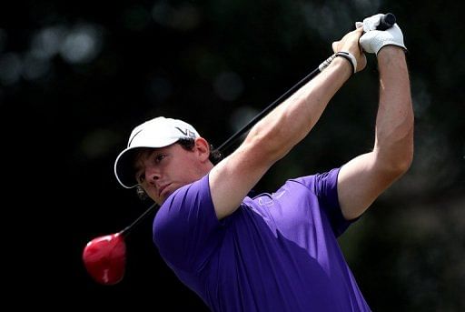 Rory McIlroy tees off during the final round of the WGC-Cadillac Championship in Florida on March 10, 2013