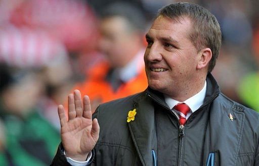 Liverpool manager Brendan Rodgers arrives for the Premier League match against Tottenham Hotspur on March 10, 2013