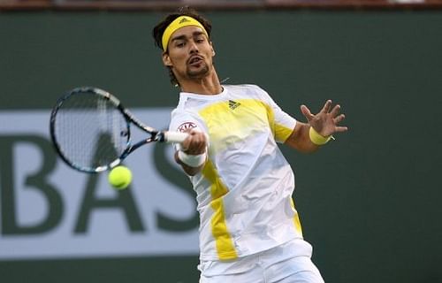 Italy's Fabio Fognini is pictured during his Indian Wells match against Serbia's Novak Djokovic on March 10, 2013