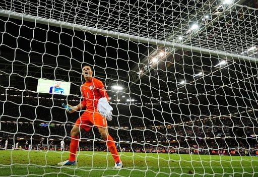 Britain&#039;s goalkeeper Jack Butland at the Millennium Stadium in Cardiff, Wales on August 1, 2012