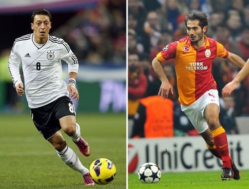Combo of two recent file pictures shows German national team's Mesut Ozil (L) and Galatasaray's Hamit Altintop (R)