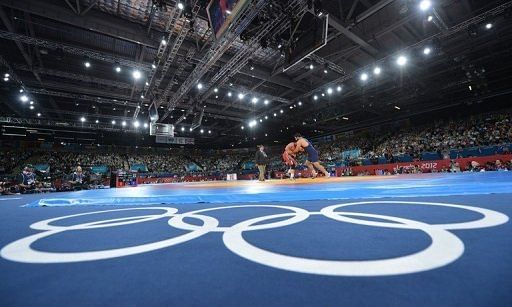 View during Greco-Roman wrestling at the London 2012 Olympic Games on August 6, 2012