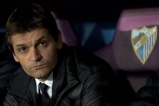 Barcelona&#039;s coach Tito Vilanova on January 13, 2013 at Rosaleda stadium in Malaga