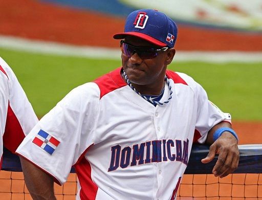 Miguel Tejada of the Dominican Republic looks on at Marlins Park on March 12, 2013
