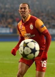 Galatasaray's forward Umut Bulut plays in Gelsenkirchen on March 12, 2013