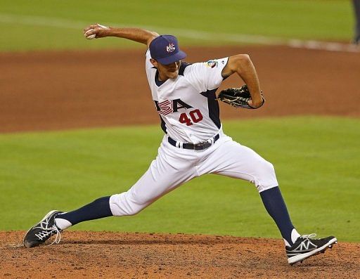 Steve Cishek of the United States pitches during a World Baseball Classic game against Puerto Rico on March 12, 2013