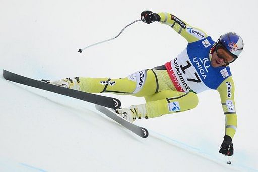 Aksel Lund Svindal competes during the 2013 Ski World Championshis in Schladming on February 9, 2013