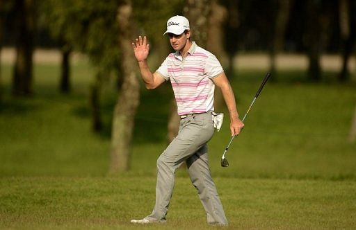 Scott Strange in action during the Thailand Open at Thana City Golf and Sports Club in Bangkok on March 14, 2013