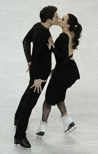Tessa Virtue and Scott Moir representing Canada   skate their free program in London, Ontario, March 16, 2013