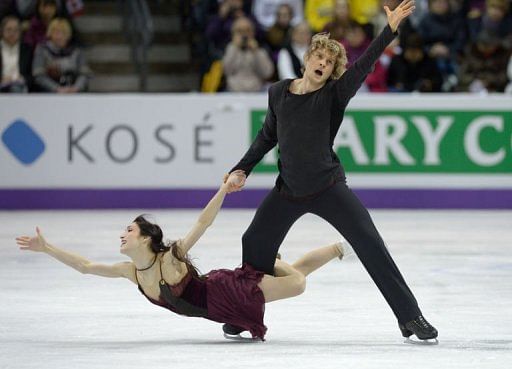 Gold medalists Meryl Davis and Charlie White of the US compete, March 16, 2013 in London, Canada