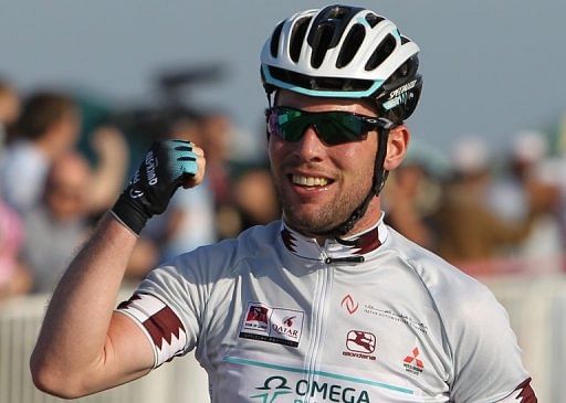 British cyclist Mark Cavendish is seen during the Tour of Qatar in Doha on February 6, 2013