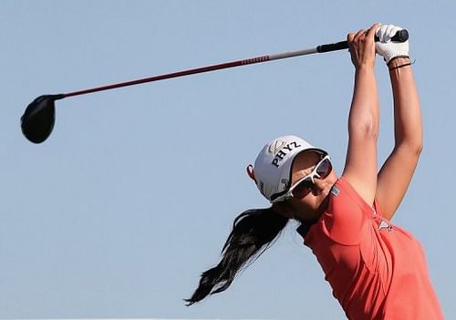 Ai Miyazato of Japan hits a tee shot on the 18th hole at the RR Donnelley LPGA Founders Cup March 16, 2013 in Arizona