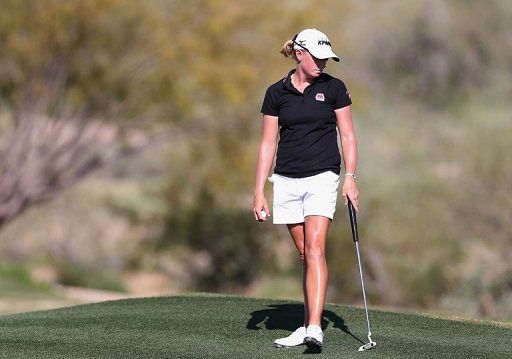 Stacy Lewis stands on the 16th green at the LPGA Founders Cup at Wildfire Golf Club, March 16, 2013 in Phoenix, Arizona