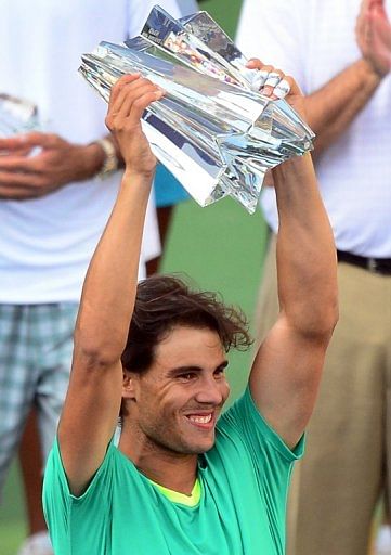 Rafael Nadal beat Juan Martin del Potro on March 17, 2013 in Indian Wells to win the  BNP Paribas Open