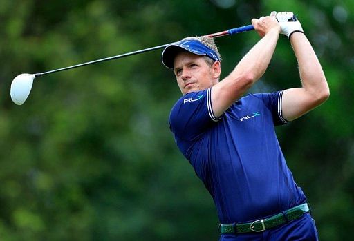 Luke Donald hits a tee shot at the Tampa Bay Championship on March 17, 2013