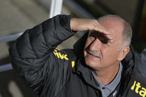 Luiz Felipe Scolari attends a press conference prior to a training session on March 20, 2013 in Nyon