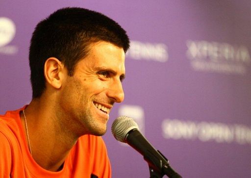 Novak Djokovic speaks to the media at the Sony Open at at the Crandon Park Tennis Center on March 20, 2013