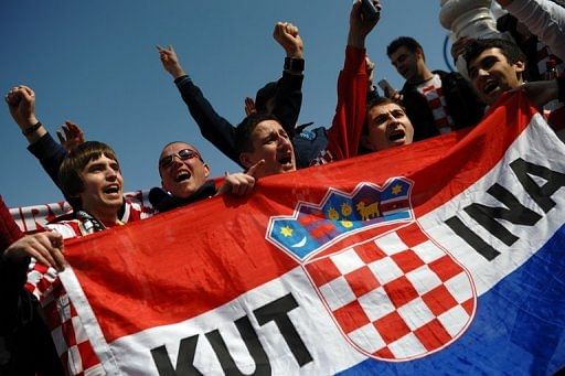 Croatia fans in Zagreb on March 22, 2013 before their team&#039;s World Cup qualifier against Serbia