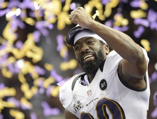 Ed Reed of the Baltimore Ravens celebrates following their Super Bowl victory, February 3, 2013 in New Orleans