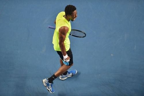 France's Gael Monfils shouts during his men's singles match in Melbourne on January 20, 2013