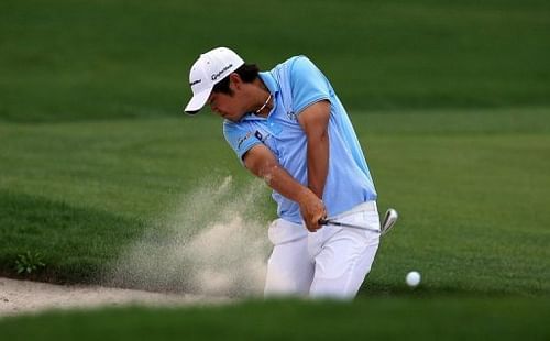 John Huh of the United States plays his second shot on the 1st hole at Bay Hill Golf and Country Club on March 23, 2013