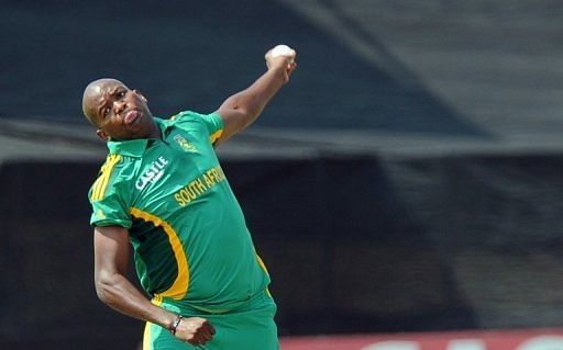 South Africa cricketer Lonwabo Tsotsobe delivers a ball at Willowmoore Park on March 24, 2013