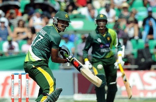 Pakistan&#039;s batsman Wahab Riaz at Willowmoore Park on March 24, 2013