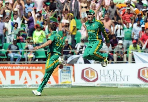 South African Ryan McLaren (left) took three wickets in 13 balls at Willowmoore Park, March 24, 2013