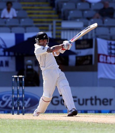 New Zealand&#039;s Brendon McCullum bats during day four of the final Test against England on March 25, 2013