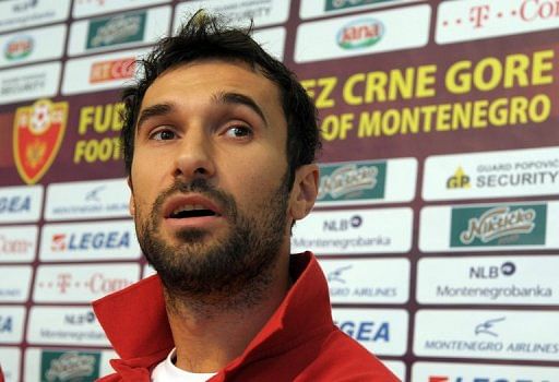 Montenegro&#039;s Mirko Vucinic speaks ahead of a match against the Czech Republic in Podgorica, on November 14, 2011