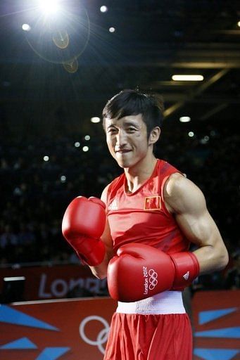 Zou Shiming is pictured ahead of his London Olympics light flyweight final against Kaeo Pongprayoon on August 11, 2012