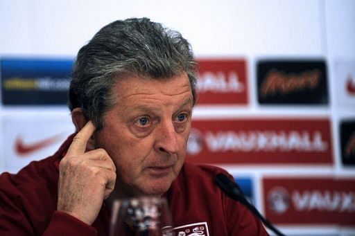 England manager Roy Hodgson attends an England team press conference in Podgorica on March 25, 2013