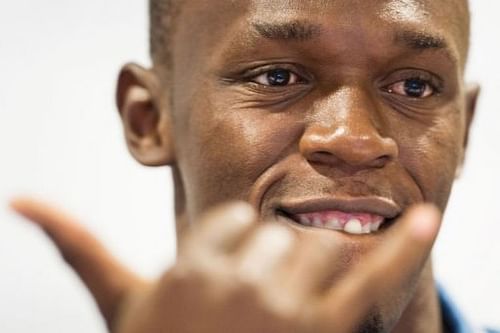 Usain Bolt gives a press conference in Rio de Janeiro, Brazil, on March 28, 2013