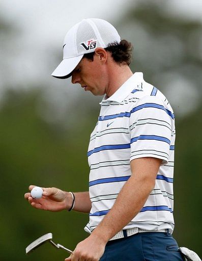 Rory McIlroy makes bogey on the second hole at the Redstone Golf Club in Humble, Texas, on March 28, 2013