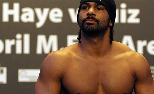 British boxer, David Haye at the Town Hall in Manchester, north-west England, on April 2, 2010