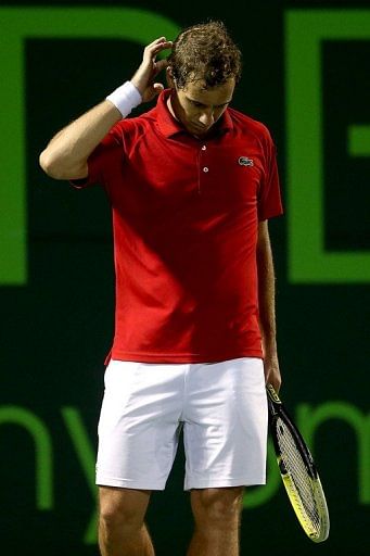 Richard Gasquet during the clash with Andy Murray at the Miami Masters on March 29, 2013
