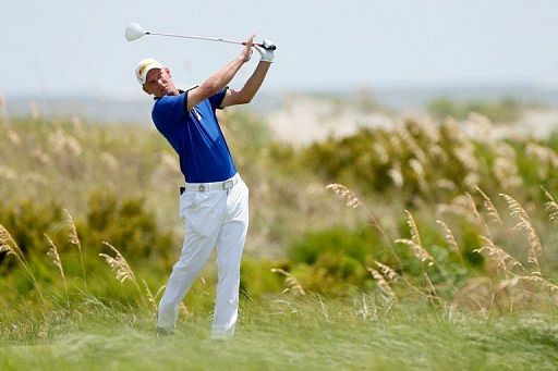 Marcel Siem of Germany hits off the sixth tee at the Ocean Course on August 12, 2012, in South Carolina