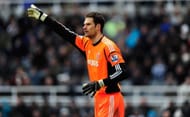 Stoke keeper Asmir Begovic in action during the Barclays Premier League match between Newcastle United and Stoke City at St James' Park on March 10, 2013 in Newcastle upon Tyne, England. (Photo by Stu Forster/Getty Images)