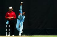 KUALA LUMPUR, MALAYSIA - FEBRUARY 24: Sidharth Kaul of India bowls against England during the ICC U/19 Cricket World Cup quarter finals match between India and England held at the Kinrara Cricket Oval on February 24, 2008 in Kuala Lumpur, Malaysia.