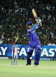 Rajasthan Royals batsman Ajinkya Rahane in action during the match between Kings XI Punjab and Rajasthan Royals played at Sawai Mansingh Stadium in Jaipur on April 14, 2013. (Photo: IANS)