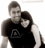 M.S.Dhoni with Sakshi Dhoni.