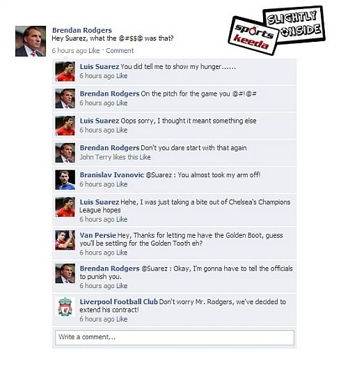 Suarez's bite on Facebook!