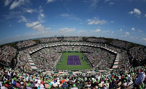 A general view of stadium court during the final of the Sony Open on March 31, 2013 in Key Biscayne, Florida