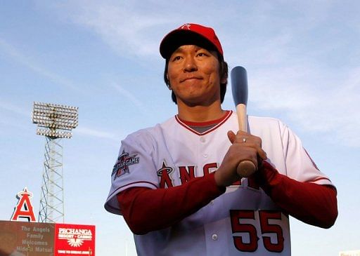 Hideki Matsui poses for a portrait at Angel Stadium of Anaheim on December 16, 2009 in Anaheim, California