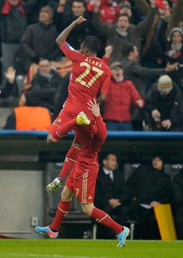 Bayern Munich midfielder David Alaba celebrates scoring the opening goal in the 2-0 win over Juventus on April 2, 2013 Bayern Munich midfielder David Alaba celebrates scoring the opening goal in the 2-0 win over Juventus on April 2, 2013