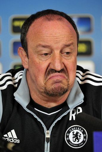 Rafael Benitez during a press conference on April 3, 2013, the eve of the UEFA Europa League clash against Rubin Kazan