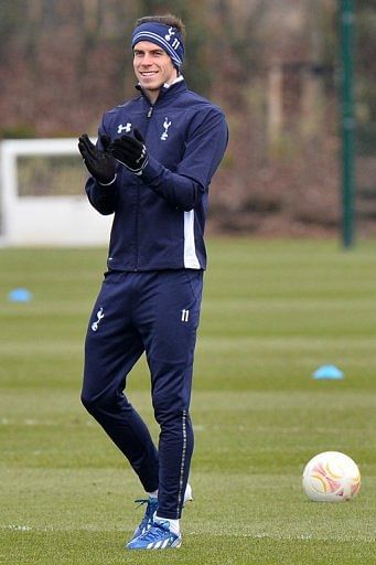 Tottenham&#039;s Gareth Bale during training on April 3, 2013, the eve of the Europa League quarter-final against FC Basel