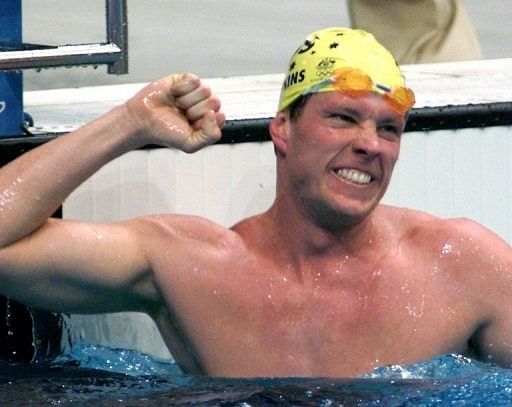 Kieren Perkins after a 1,500m freestyle heat at the Sydney Olympics on September 22, 2000