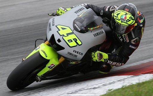 Yamaha MotoGP rider Valentino Rossi during the pre-season MotoGP test at the Sepang circuit on February 28, 2013